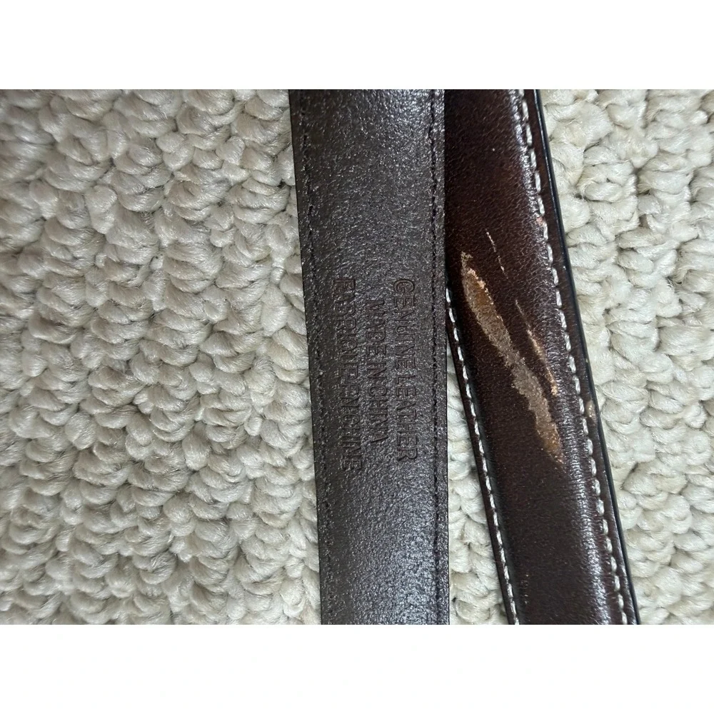 Lauren Ralph Lauren Brown Leather Double Wrap Belt Silver Hardware Small